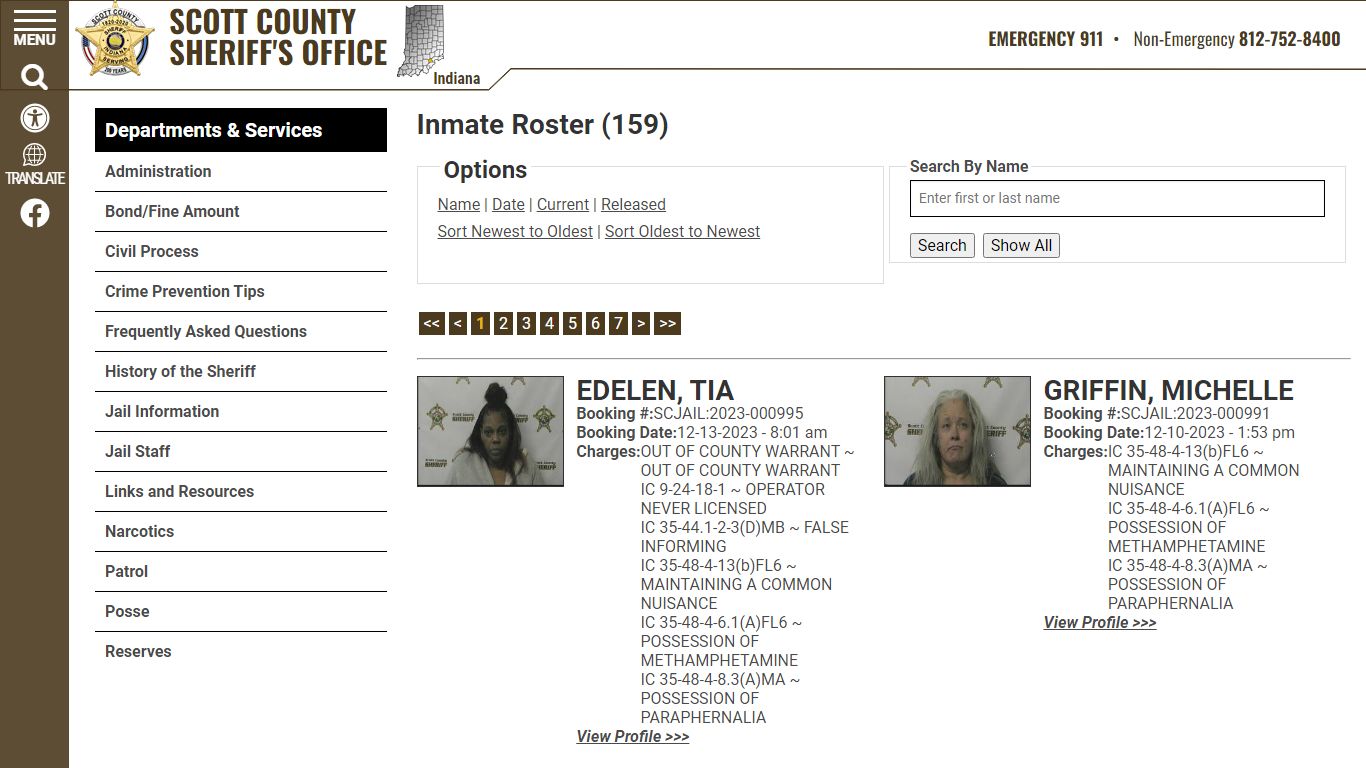 Inmate Roster (164) - Scott County Sheriff