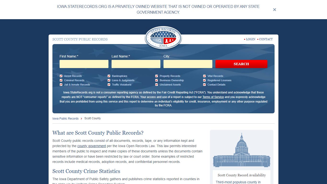 Scott County Arrest, Court, and Public Records | StateRecords.org